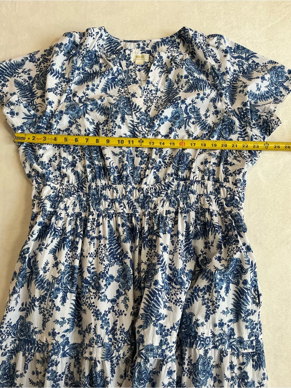 Anthropologie Maeve Smocked Floral Toile Tiered Dress 2X - Picture 9 of 16